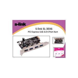 S-LINK SL-3EX6 PCI Express TO USB 3.0  x4 Port Kart