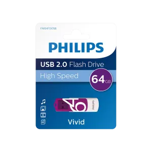 PHILIPS 64GB USB 2.0 Vivid FM64FD05B/00 Mor Taşınabilir Bellek