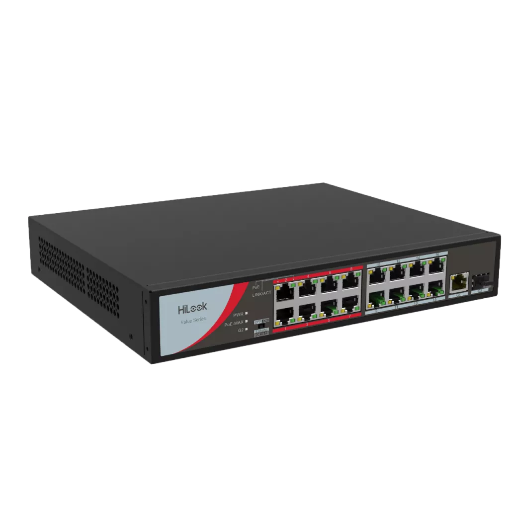 HILOOK 16port PoE 130w 1-SFP 10/100 Yönetilemez Switch / NS-0318P-130(B)