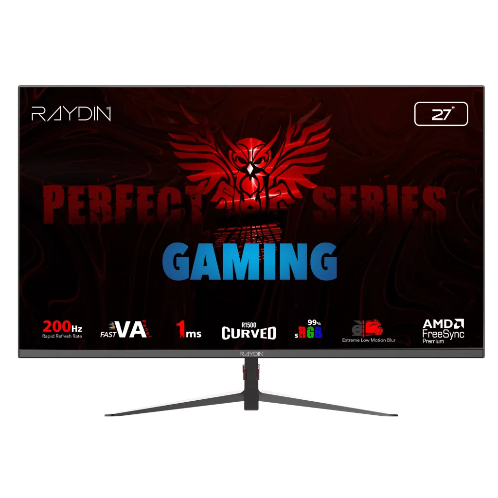 RAYDIN MM27RFA-200HZ, 27", 1ms, 200Hz, Full HD, 300 nits, 2xHDMI, DP, VA LED, R1500 Curved, Frameless, FreeSync Gaming Monitör