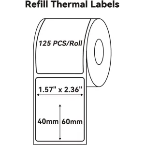 NIIMBOT T40 Etiket 40mm x 60mm 125 adet Şeffaf  (B1,B21S,B3S)