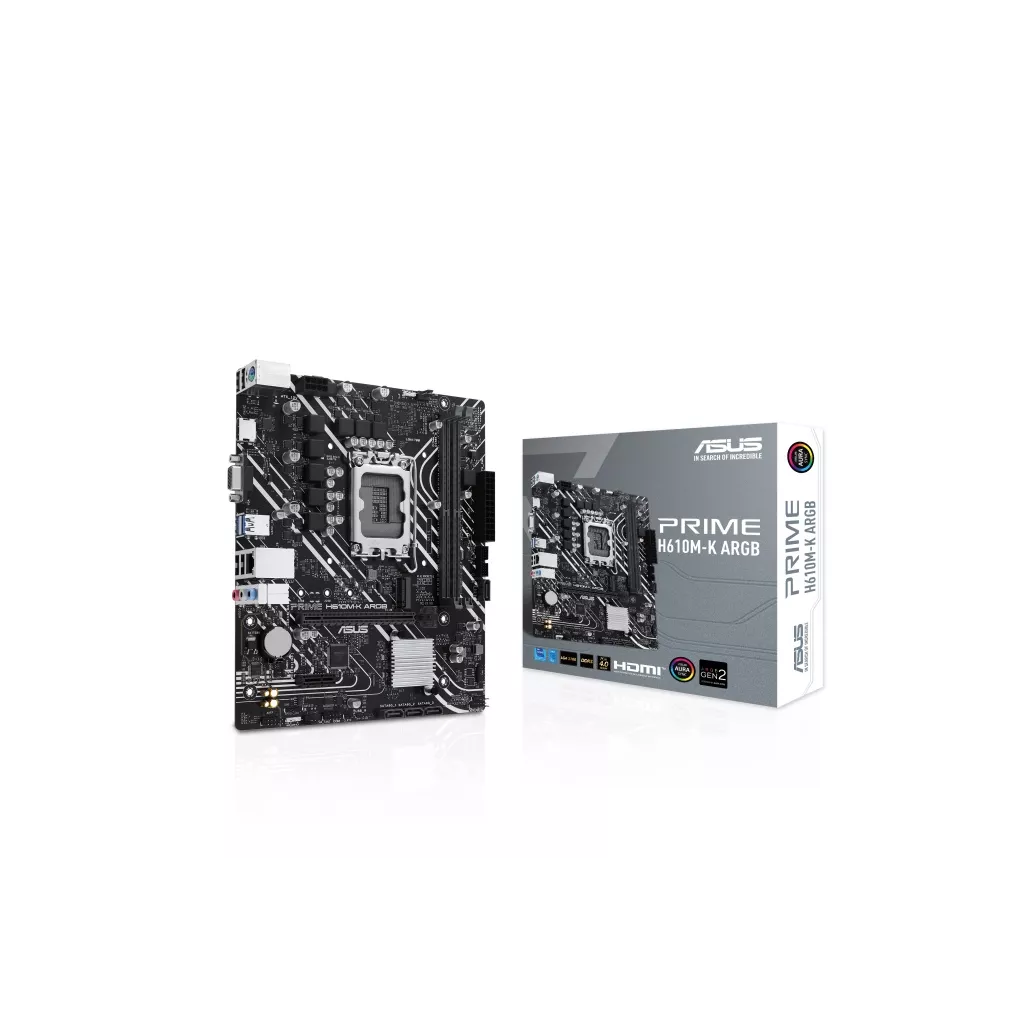 ASUS PRIME H610M-K ARGB DDR5 HDMI DP PCIe 16X v4.0 1700p mATX