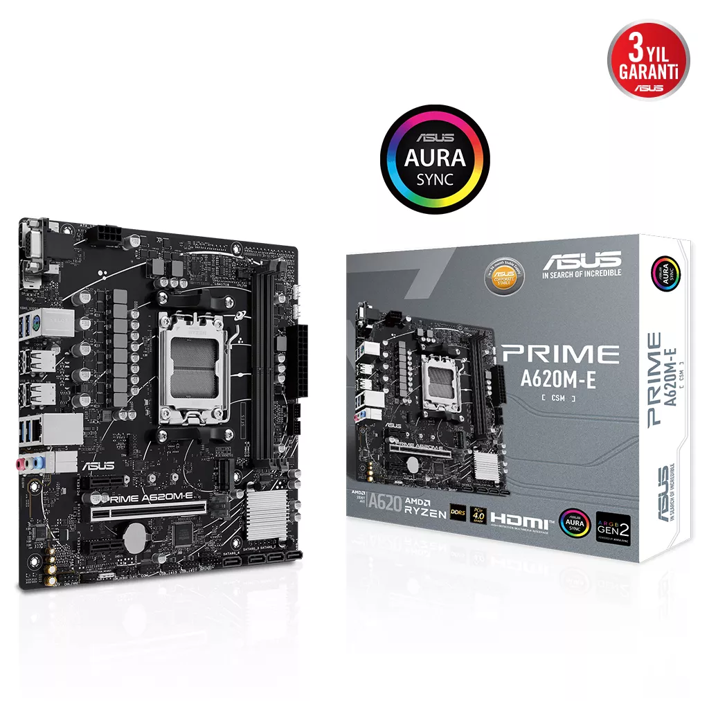 ASUS PRIME A620M-E-CSM DDR5 HDMI DP PCIE 4.0 AM5 mATX Kurumsal Anakart