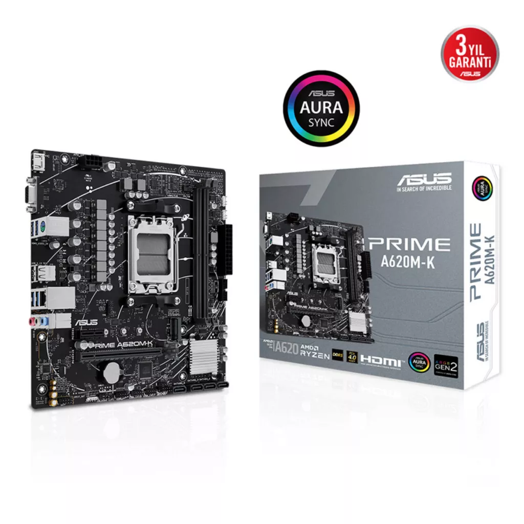 ASUS PRIME A620M-K DDR5 HDMI PCIe 16X v4.0 AM5 mATX