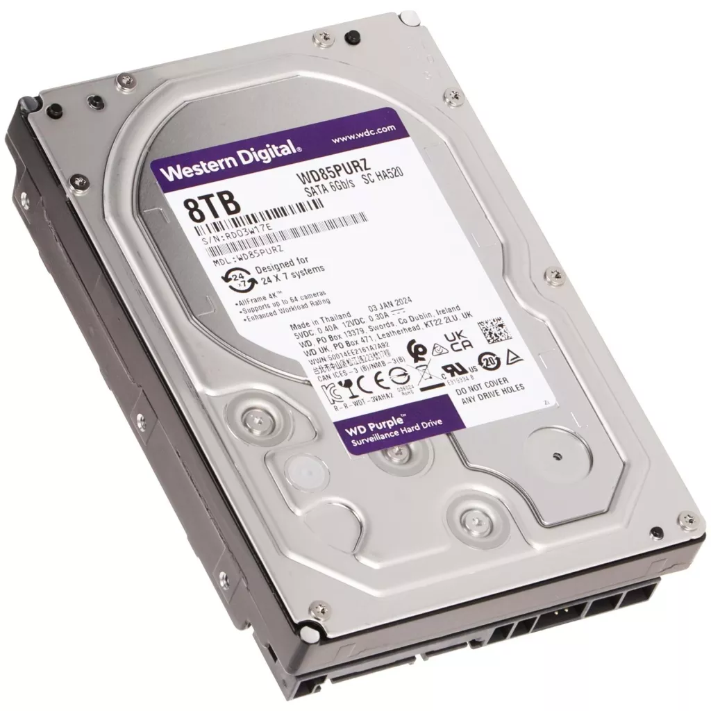 WD 3.5" 8TB PURPLE WD85PURZ 5640 RPM 256MB SATA-3 Güvenlik Diski 