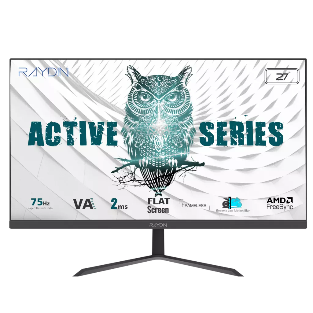 RAYDIN BREEZE, 27", 2ms, 75Hz, Full HD, 250 nits, D-Sub, HDMI, Frameless, VA LED Monitör (Siyah)