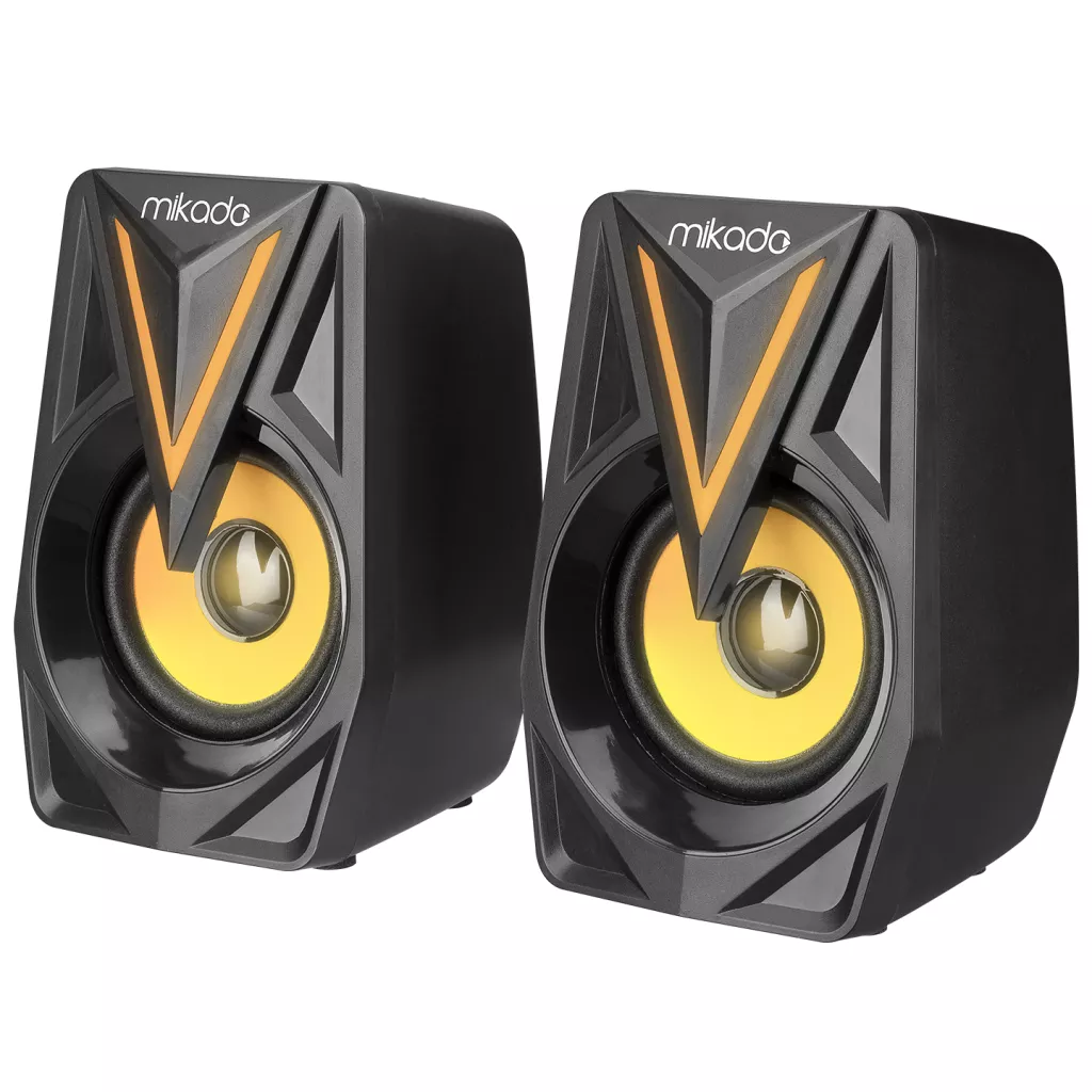 MIKADO MD-S23 GLARE, 6W, 1+1, Masaüstü, RGB Aydınlatma, USB, Siyah Kasa, Speaker