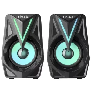 MIKADO MD-S23 GLARE, 6W, 1+1, Masaüstü, RGB Aydınlatma, USB, Siyah Kasa, Speaker