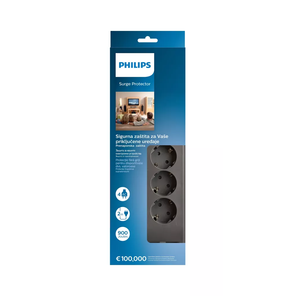 PHILIPS 4-lü SPN3140A/62 900 Joules Akım Koruma Prizi Gri