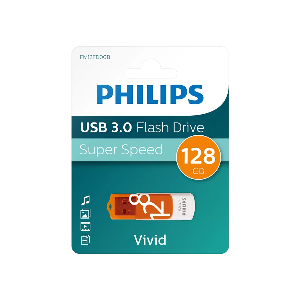 PHILIPS FM12FD00B, 128GB, USB 3.0, Vivid, Turuncu, Flash Disk