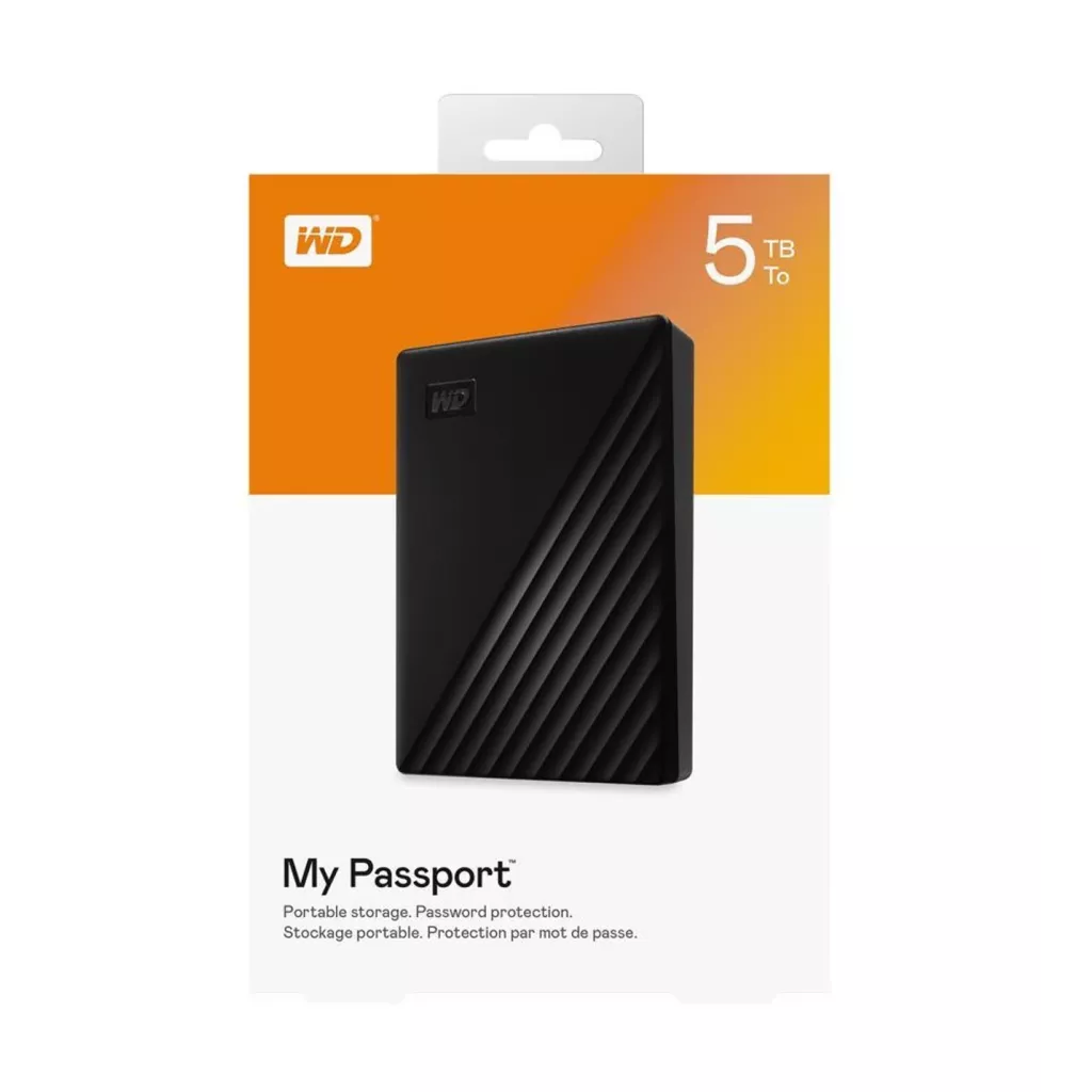 WD WDBPKJ0050BBK-WESN MyPassport 5TB, 2,5"   USB3.2, Taşınabilir, Harici HDD Siyah,  (Türkiye Distribütörü Garantili)