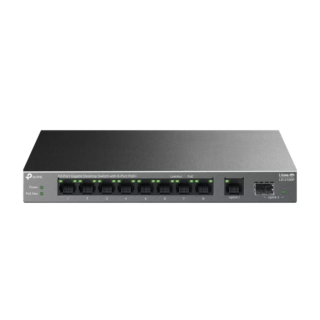 TP-LINK LS1210GP 10 PORT 10/100/1000 8 PORT POE+ YONETILEMEZ DESKTOP SWITCH METAL KASA