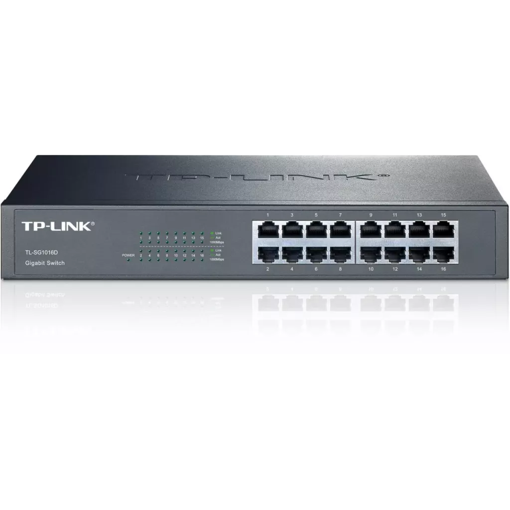 TP-LINK TL-SG1016D 16 PORT 10/100/1000 YONETILEMEZ RACK MOUNT SWITCH