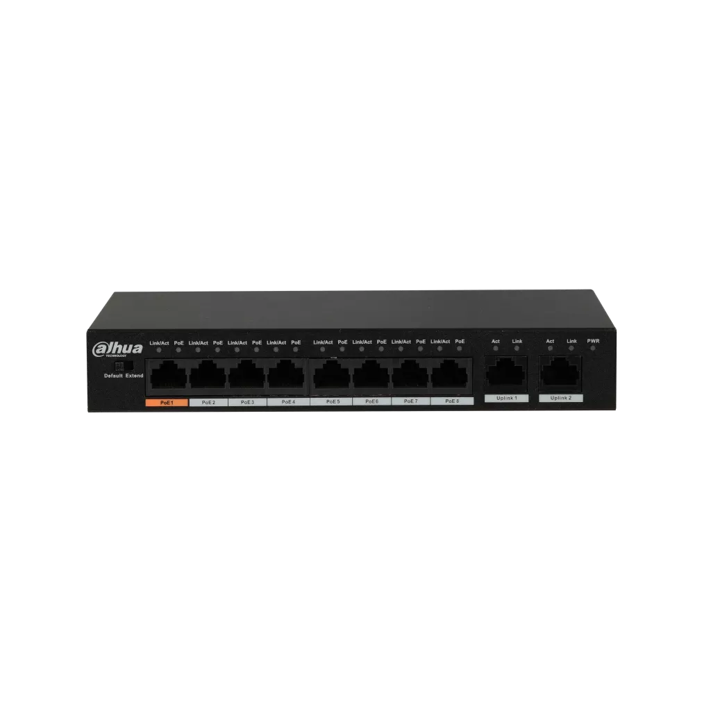DAHUA PFS3010-8ET-96-V2 8 PORT 10/100 2GE UPLINK 96W YONETILEMEZ POE SWITCH