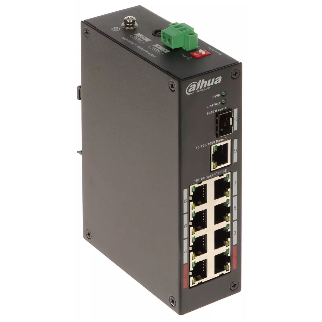 DAHUA 8port PoE 96w 1-SFP/1-Uplink  10/100 Yönetilemez Endüstriyel Switch PFS3110-8ET-96-V2