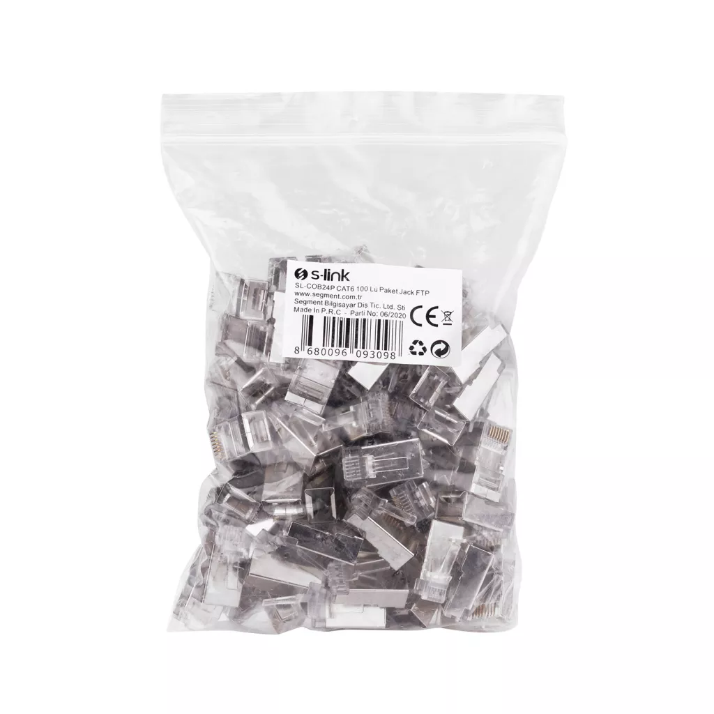 S-LINK SL-COB24P, RJ45, Yeni Nesil JAC, UTP, CAT6, Metal (100lü PAKET)