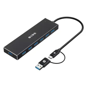 S-LINK SW-U317, USB3.0 Type-C to , 7xUSB 3.0, Metal, USB HUB