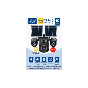 BALANDI PRO-8420GIP 8MP 4 Kameralı 4G AOV ESIM  Solar Kamera, HIEASY Yazılım