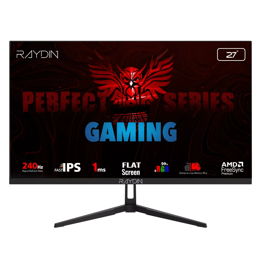 RAYDIN EC27DFI-240HZ, 27", 1ms, 240Hz, Full HD, 350 nits, HDMI, DP, IPS LED, Flat, Frameless, FreeSync Gaming Monitör