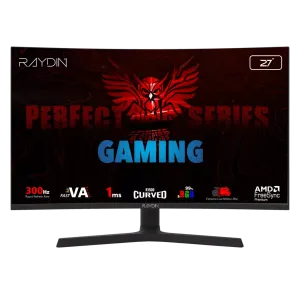 RAYDIN EG27RFA-300HZ, 27", 1ms, 300Hz, Full HD, 350 nits, 2xHDMI, DP, Hoparlör, VA LED, R1500 Curved, Yükseklik Ayarlı Ayak, Frameless, FreeSync Gaming Monitör