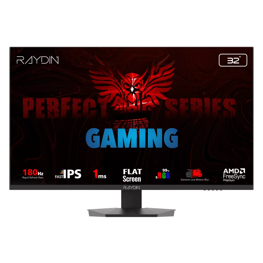 RAYDIN EG32EQI-180HZ, 31.5", 1ms, 180Hz, 2K Quad HD, 350 nits, HD, 2xHDMI, DP, Hoparlör, IPS LED, Flat, Frameless, FreeSync Gaming Monitör