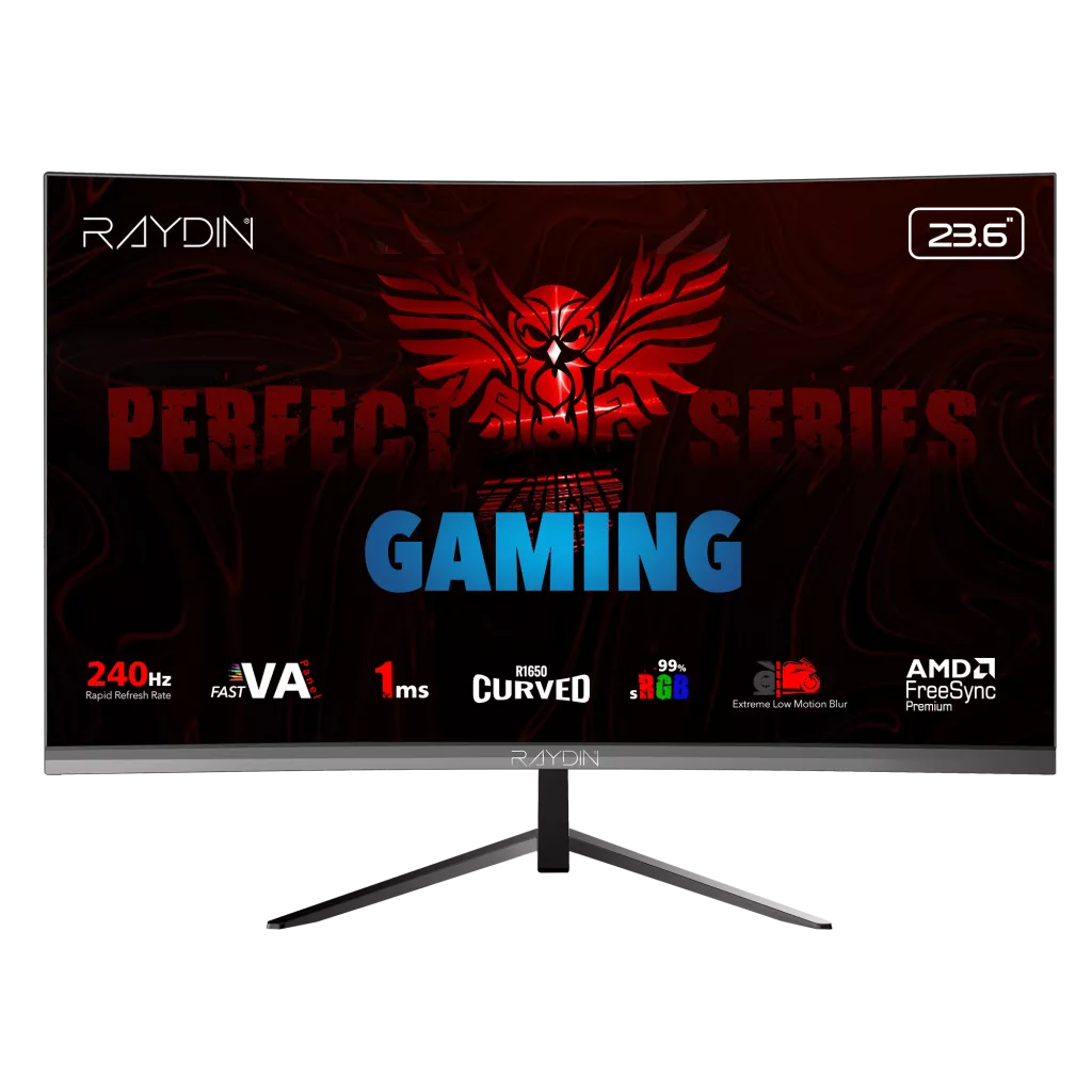 RAYDIN MM24RFA-240HZ, 23.6", 1ms, 240Hz, Full HD, 300 nits, HDMI, DP, Hoparlör, VA LED, R1650 Curved, Frameless, FreeSync Gaming Monitör