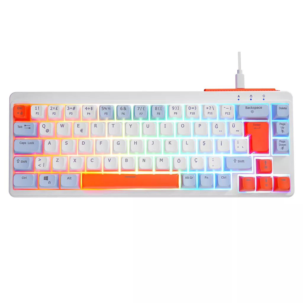 ACER eMachines, EAK810, Beyaz, USB Kablolu, Rainbow Backlight, Membran Renkli Tuşlar, Türkçe Q, 68 Tuşlu, Gaming Klavye