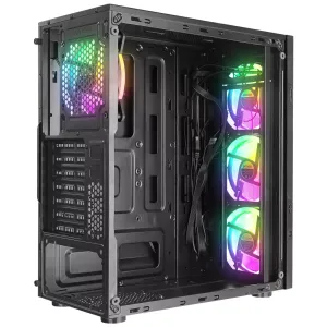 EVEREST CREST-V1, Mesh, PSU Yok, 4x12cm RGB Fan, Temperli Cam Yan Panel, ATX, GAMING KASA
